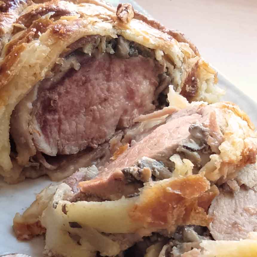 Solomillo Wellington en robot de cocina y freidora de aire