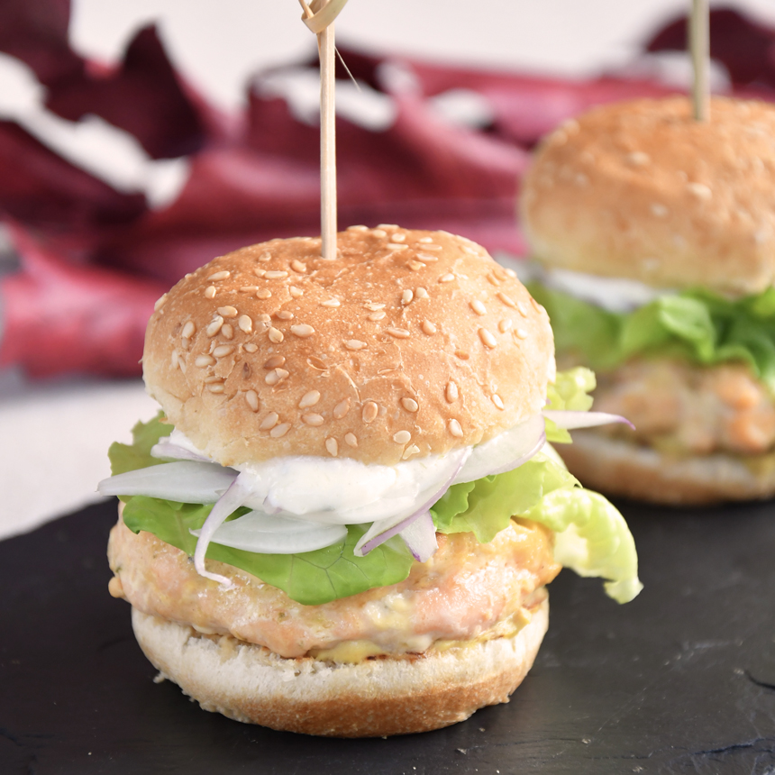 Mini hamburguesas de salmón en Robot de cocina y Freidora de aire