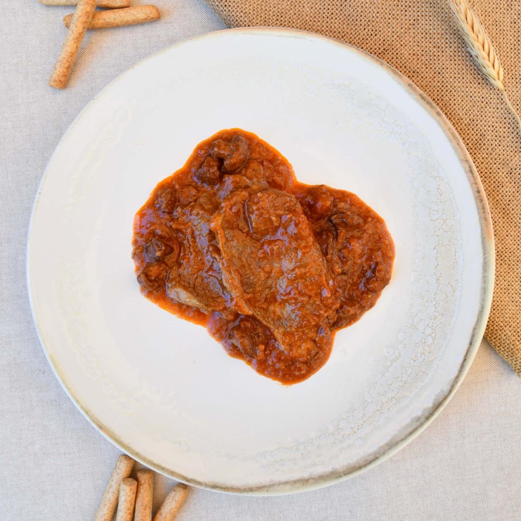 Fricantó en salsa de tomate con rebozuelos para Robot de cocina