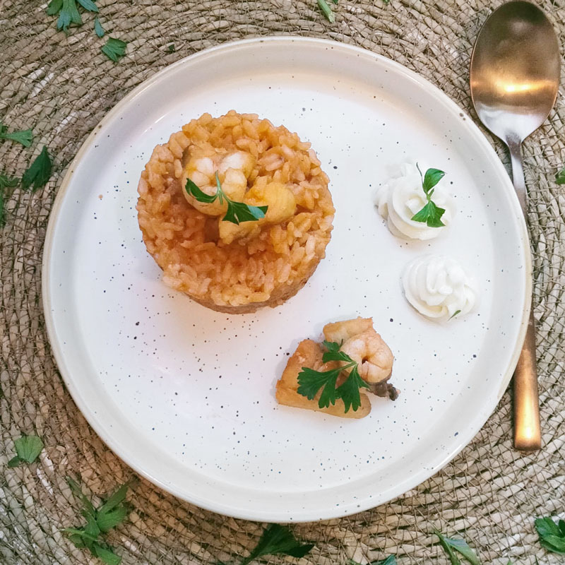 Arroz con rape y gambas para olla programable