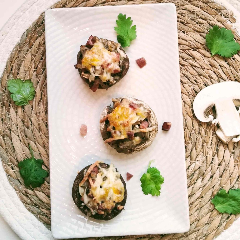 Champiñones rellenos de jamón para freidora de aire