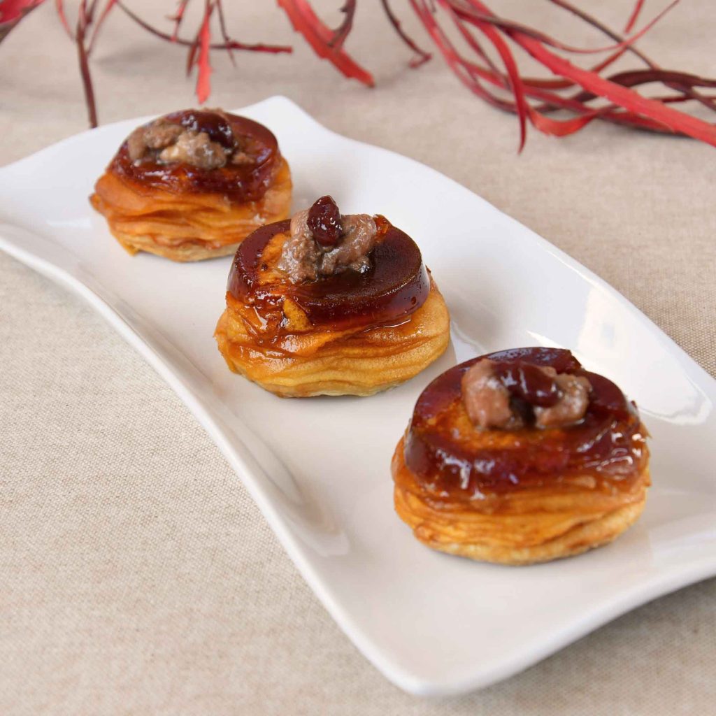 Mini hojaldres de manzana y foie para freidora de aire