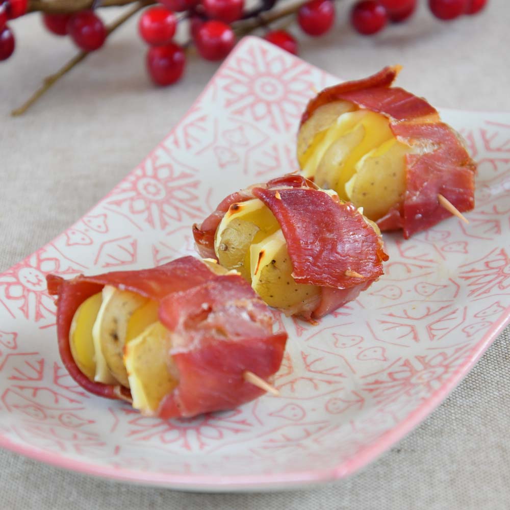 Pincho de patata, jamón y queso para freidora de aire y robot de cocina