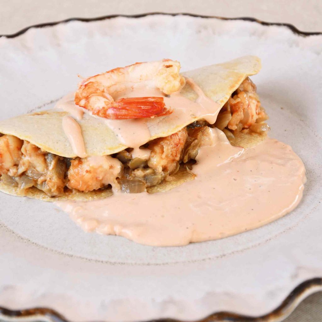 Crepes de gambas y alcachofas para robot de cocina