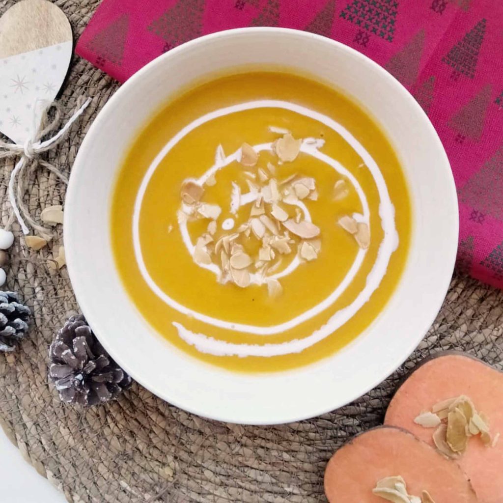 Crema de boniato, calabaza y leche de coco en robot de cocina