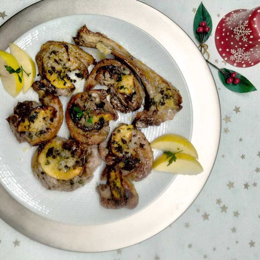 Chuletas de cordero con manzana en Freidora de aire