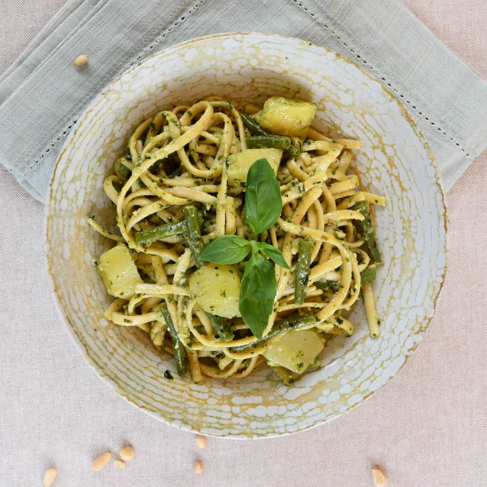Pasta Trenette al Pesto para robot de cocina