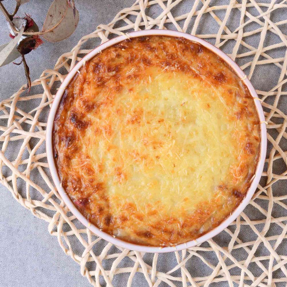 Pastel de patata y carne con robot de cocina
