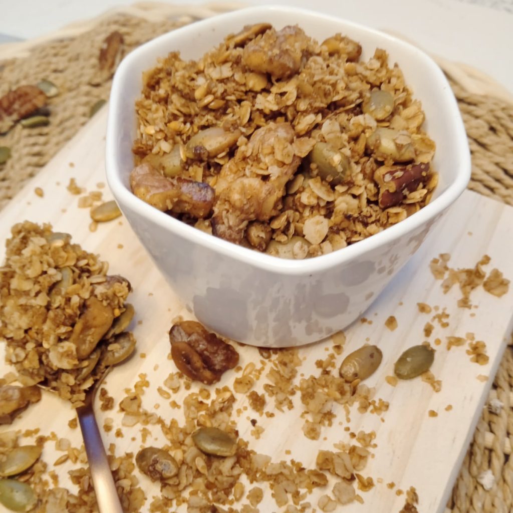 Granola de Nueces y Canela en robot de cocina y freidora de aire champiñones rellenos en freidora de aire