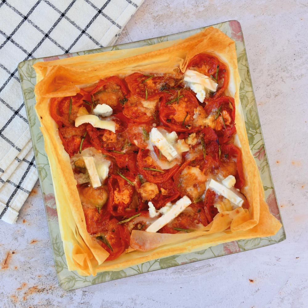 Tarta de tomate y queso de cabra para freidora de aire