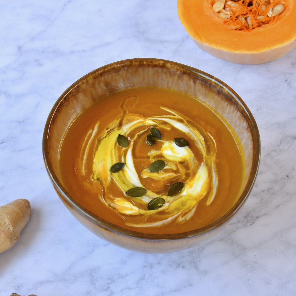 crema de calabaza asada curcuma y jengibre