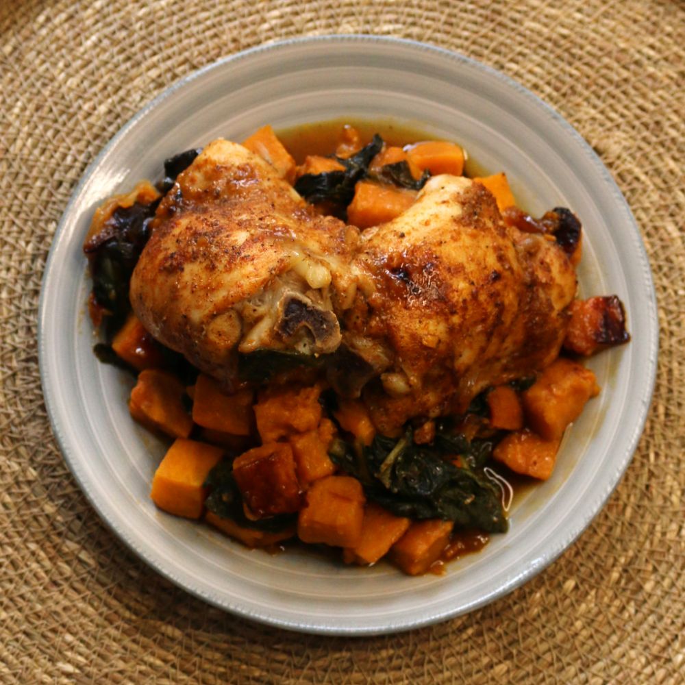 pollo con acelgas y batata