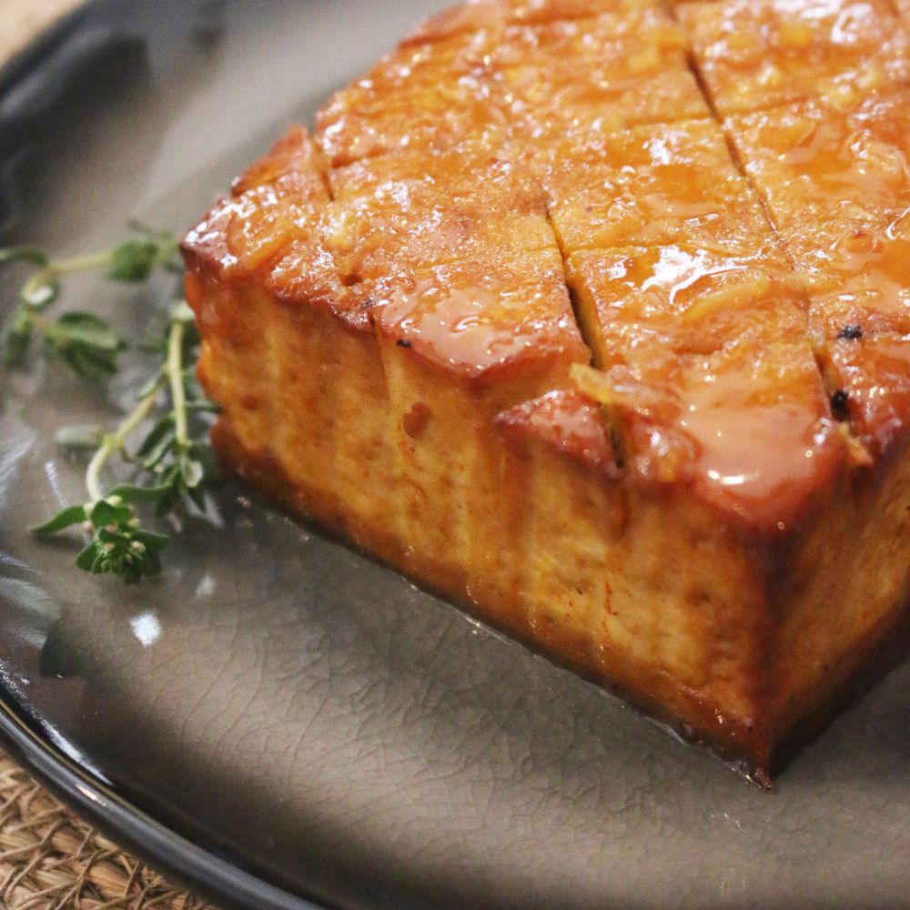 tofu glaseado tofu glaseado con robot de cocina y freidora de aire