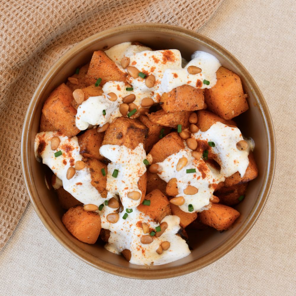 calabaza asada con salsa de yogur y pinones acompanamientos y guarniciones