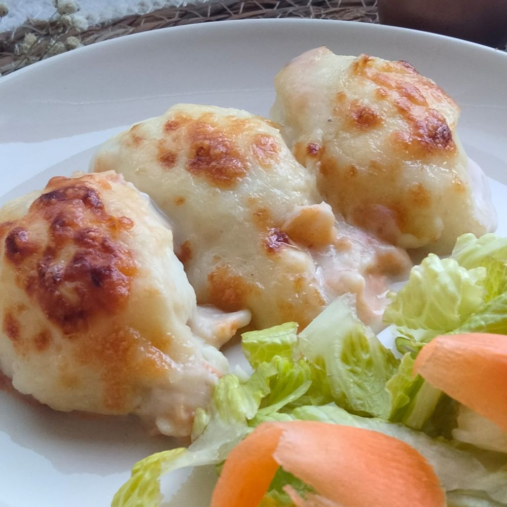 huevos rotos con bechamel