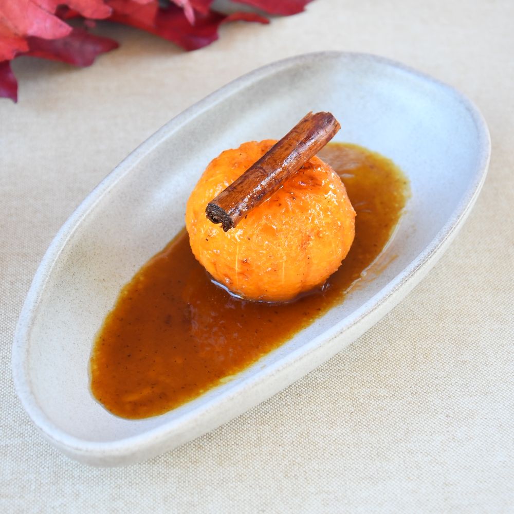mandarinas caramelizadas con coulis