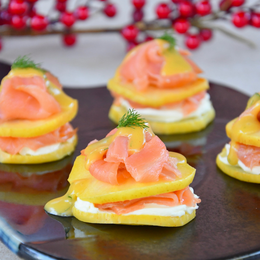 milhojas de salmon ahumado y manzana