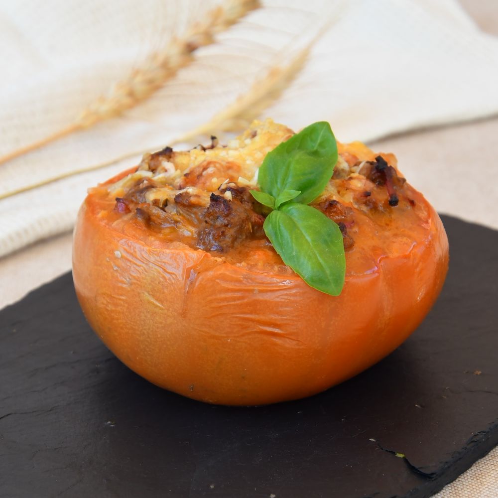 tomate relleno de carne arroces y pastas